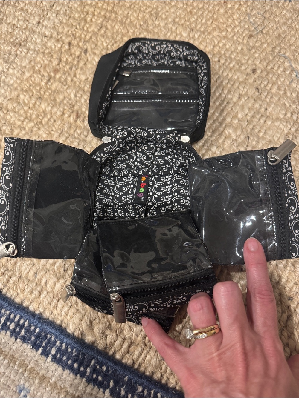 lululemon athletica Black Paisley Clear-Panel Travel Pouch